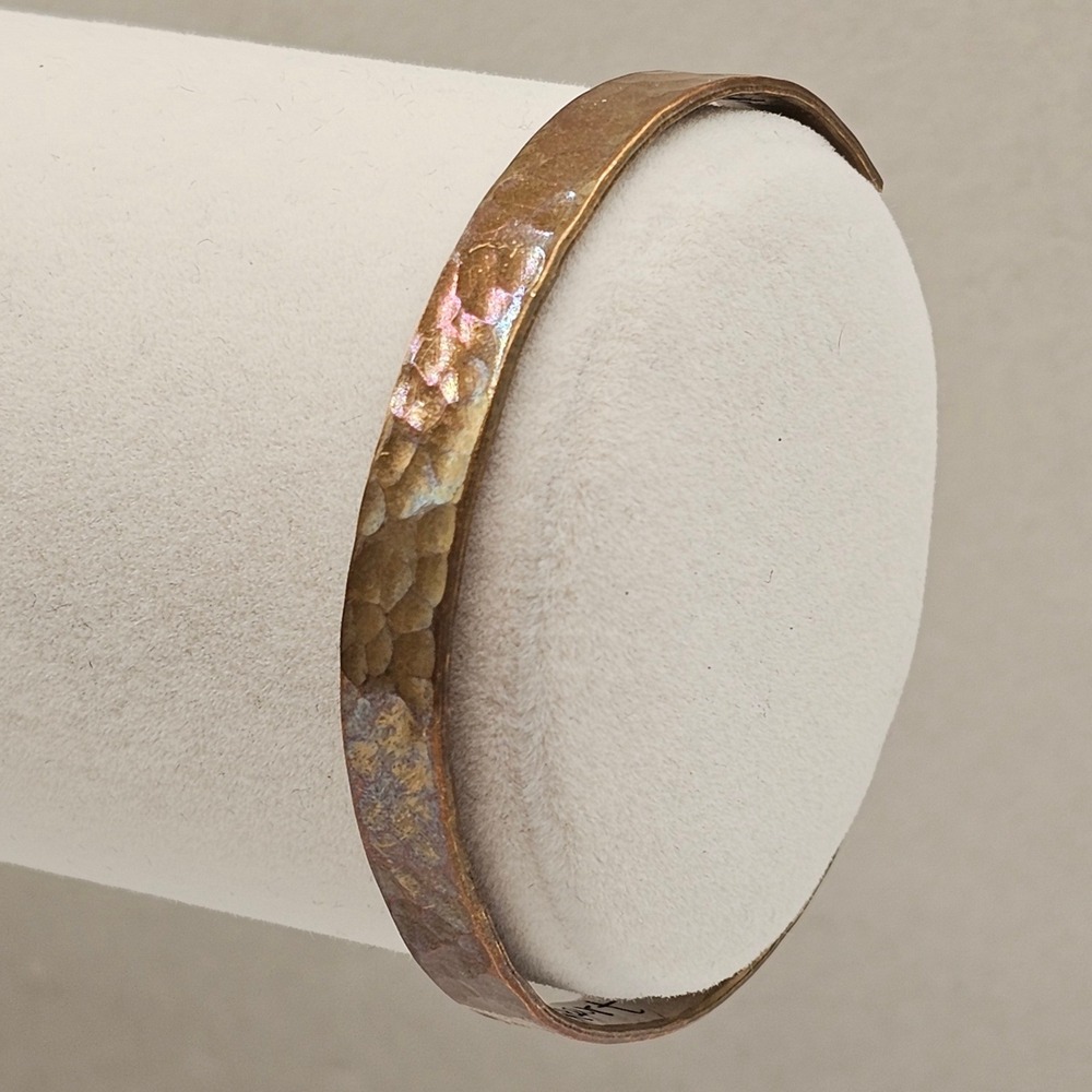 Hammered Cuff Bracelet 7 Inch Iridescent Sister by Heart Inscription